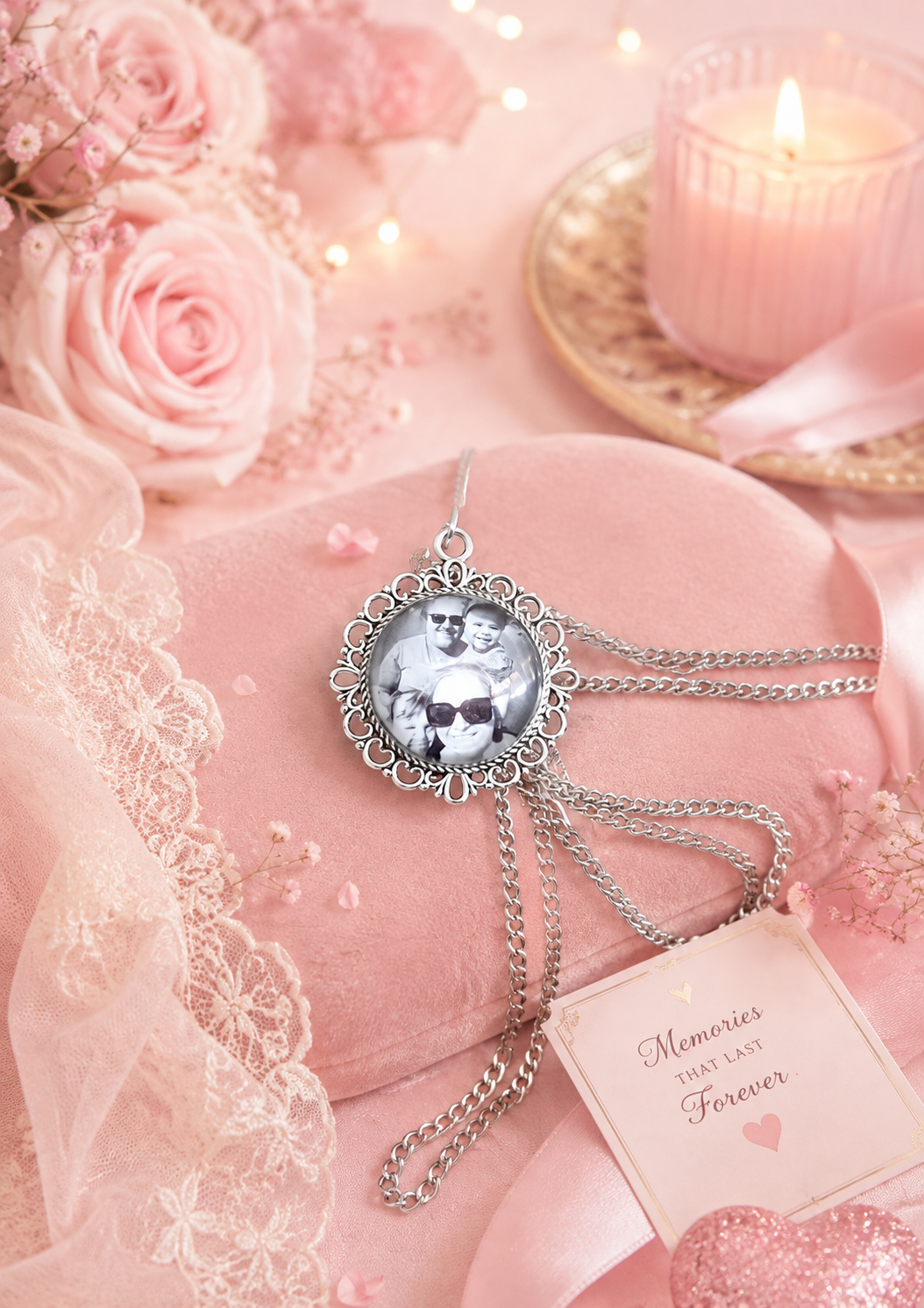 Round Vintage Personalized Memory Photo Necklace